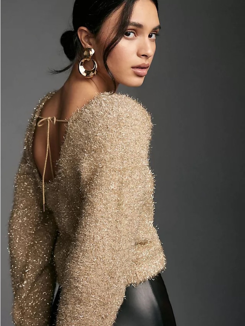 ANTHRO Eyelash Tie Back Pullover Sweater